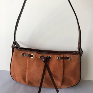 Dooney & Bourke Shoulder bag DB logo Canvas Leather Trim - Burnt Orange & Brown